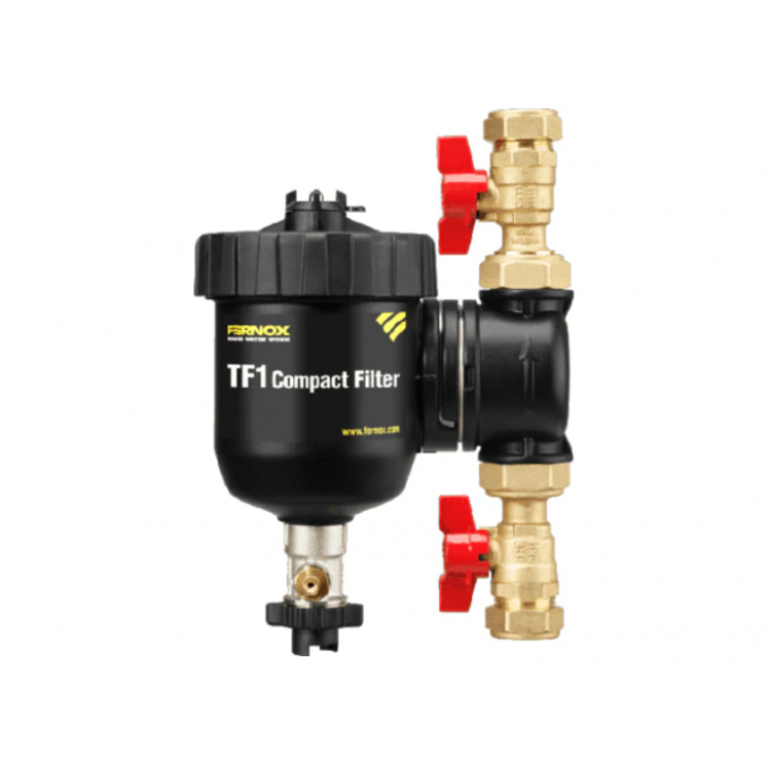 Pachet Filtru Fernox TF1 Compact + robineti + Fernox Filter Fluid+ Protector, 3/4